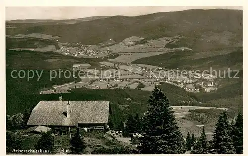 AK / Ansichtskarte Bayerisch_Eisenstein Arberschutzhaus Blick ins Tal Landschafspanorama Bayerisch_Eisenstein