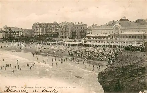 AK / Ansichtskarte Biarritz_Pyrenees_Atlantiques Grande Plage Hotel Victoria  Biarritz_Pyrenees