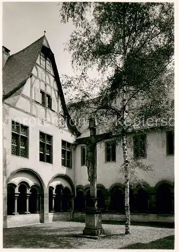 AK / Ansichtskarte Aschaffenburg_Main Stiftskirche Spaetromanischer Kreuzgang Inri Kreuz Aschaffenburg Main