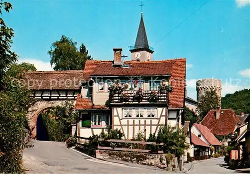 AK / Ansichtskarte Lindenfels_Odenwald Stadttor mit Kirche Lindenfels Odenwald