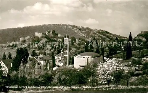 AK / Ansichtskarte Badenweiler Burgruine und St. Peterskirche Badenweiler