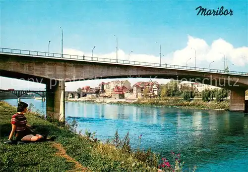 AK / Ansichtskarte Maribor_Marburg_Drau Bruecke Maribor_Marburg_Drau