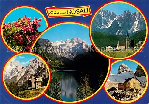 AK / Ansichtskarte Gosau_Oberoesterreich Gosausee mit Hohem Dachstein Adamek Huette Gablonzer Haus Gosau_Oberoesterreich