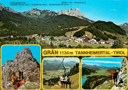 AK / Ansichtskarte Graen_Tirol Panorama Tannheimertal Fuessener Joechle Wanderer Sesselbahn Graen_Tirol