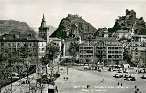 AK / Ansichtskarte Sion_Gers La Cathedrale et les collines de Valere et Tourbillon Sion_Gers