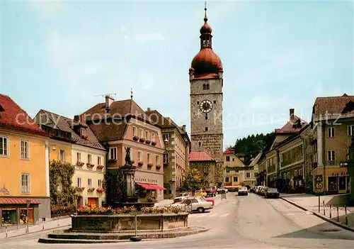 AK / Ansichtskarte Waidhofen_Ybbs Stadtturm Brunnen Waidhofen Ybbs