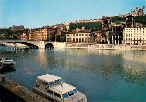 AK / Ansichtskarte Lyon_France La Saone Pont Bonaparte Cathedrale St Jean Basilique de Fourviere Lyon France