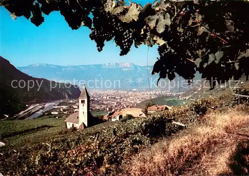 AK / Ansichtskarte St_Justina_Suedtirol Panorama mit Kirche und Mendelpass St_Justina_Suedtirol