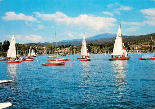 AK / Ansichtskarte Velden_Woerthersee Blick zum Schlosshotel und Gerlitzen Velden Woerthersee