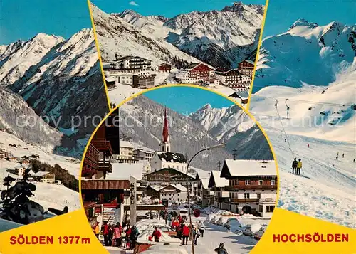 AK / Ansichtskarte Soelden_oetztal Panorama mit Hochsoelden Ortsmotiv Soelden oetztal