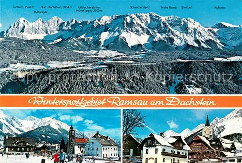 AK / Ansichtskarte Ramsau_Dachstein_Steiermark Panorama der Dachstein Suedwaende Ramsau Kulm und Ramsau Ort Ramsau_Dachstein
