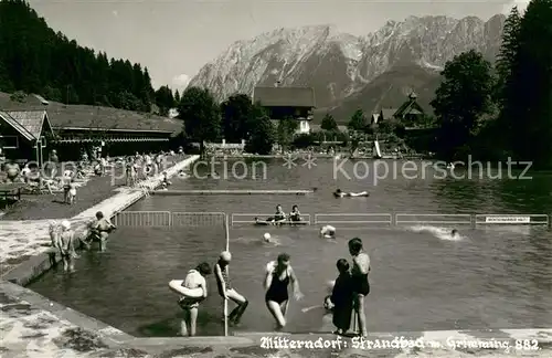 AK / Ansichtskarte Bad_Mitterndorf Strandbad mit Grimming Dachsteingebirge Bad_Mitterndorf