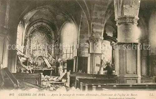 AK / Ansichtskarte Barcy Interieur de l eglise Ruines Grande Guerre Truemmer 1. Weltkrieg Barcy