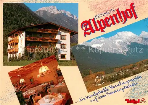 AK / Ansichtskarte Obsteig_Tirol Pension Alpenhof Gaststube Panorama Obsteig_Tirol