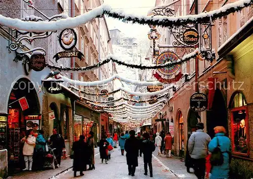 AK / Ansichtskarte Salzburg_Oesterreich Fussgaengerzone zur Weihnachtszeit Salzburg_Oesterreich