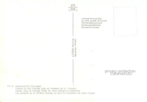 AK / Ansichtskarte Amarante Trecho do Rio Tamega junto ao Mosteiro de Sao Goncalo Amarante