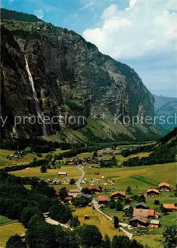 AK / Ansichtskarte Stechelberg Panorama Wasserfall Berner Alpen Stechelberg