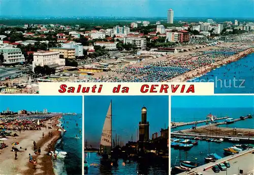 AK / Ansichtskarte Cervia Panorama Strand Hafenpartie Leuchtturm Cervia