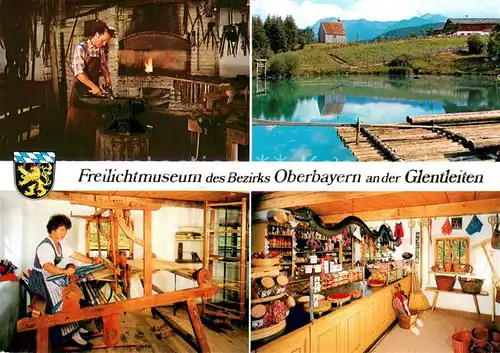 AK / Ansichtskarte Grossweil Freilichtmuseum an der Glentleiten Schmiede Holzkapelle Floss Weberei Kramerladen Grossweil