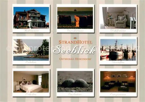 AK / Ansichtskarte Heikendorf Strandhotel Ostseebad Muscheln Fischerhafen Segelschiff Heikendorf