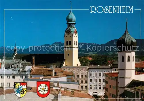 AK / Ansichtskarte Rosenheim_Bayern Stadtbild mit Kirchtuermen Rosenheim Bayern