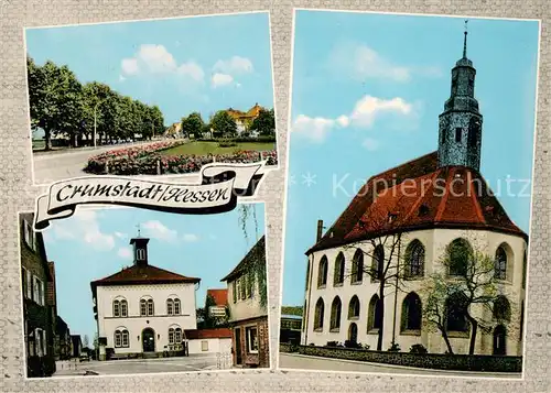 AK / Ansichtskarte Crumstadt_Hessen Hauptstrasse Rathaus Kirche Crumstadt_Hessen