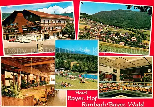 AK / Ansichtskarte Rimbach_Bayrischer_Wald Hotel Bayerischer Hof Restaurant Metzgerei Freibad Panorama Rimbach_Bayrischer_Wald