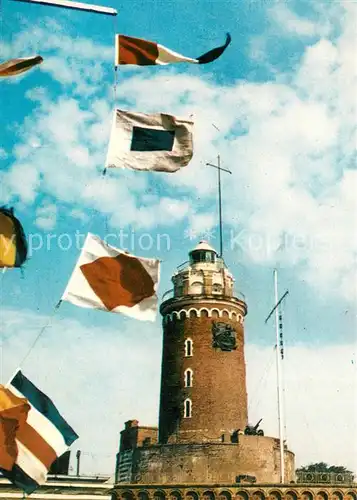 AK / Ansichtskarte Kolobrzeg_Polen Latarnia morska Leuchtturm Flaggen Kolobrzeg_Polen