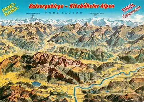 AK / Ansichtskarte Kitzbuehel_Tirol und Umgebung aus der Vogelperspektive Kaisergebirge Kitzbueheler Alpen Kitzbuehel Tirol