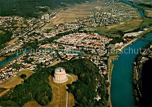 AK / Ansichtskarte Kelheim Fliegeraufnahme mit Befreiungshalle Kelheim