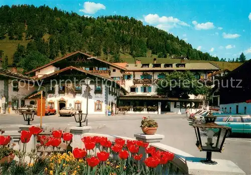 AK / Ansichtskarte Wallgau Lueftlmalerei Hotel Gasthof Post Tulpen Huber Karte Nr. 8036 Wallgau