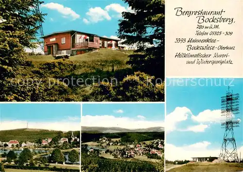 AK / Ansichtskarte Hahnenklee Bockswiese_Harz Bergrestaurant Bocksberg Landschaftspanorama Sender Hahnenklee Bockswiese