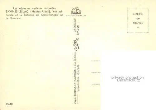 AK / Ansichtskarte Savines le Lac Vue generale et la Retenue de Serre Poncon sur la Durance Savines le Lac