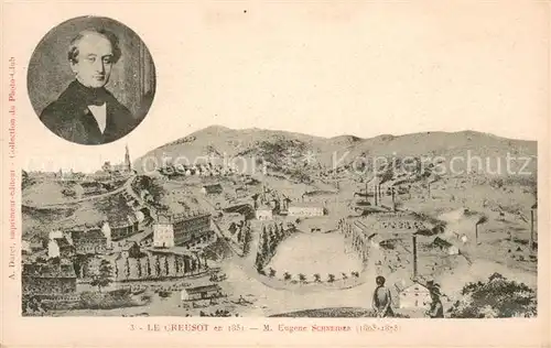 AK / Ansichtskarte Le_Creusot_Saone et Loire Altes Staedtebild Portrait M Eugene Schneider Le_Creusot_Saone et Loire