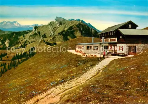 AK / Ansichtskarte Lenggries Brauneck Haus mit Latschenkopf und Zugspitze Lenggries