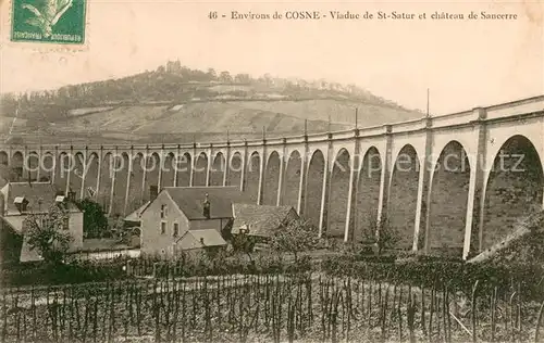 AK / Ansichtskarte Cosne Cours sur Loire Viaduc de Saint Satur et Chateau de Sancerre Cosne Cours sur Loire