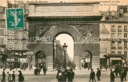 AK / Ansichtskarte Paris Porte Saint Martin Paris