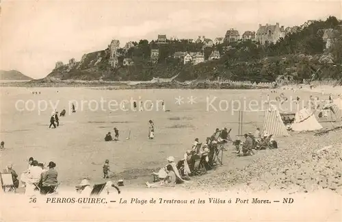 AK / Ansichtskarte Perros Guirec Plage de Trestraou et les villas a Port Morez Perros Guirec