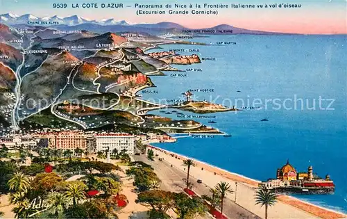 AK / Ansichtskarte Nice_Alpes_Maritimes Panorama a la Frontiere Italienne vu a vol d oiseau Nice_Alpes_Maritimes