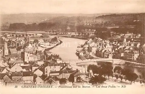 AK / Ansichtskarte Chateau Thierry Panorama sur la Marne les deux ponts Chateau Thierry