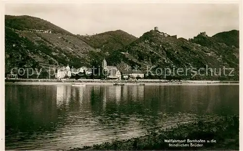 AK / Ansichtskarte Bornhofen_Kamp Blick ueber den Rhein Burgen Feindliche Brueder Bornhofen Kamp