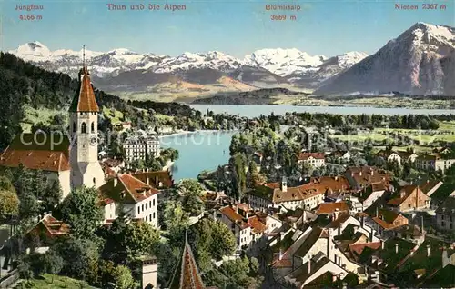 AK / Ansichtskarte Thun_BE Panorama Thunersee Alpen Thun_BE