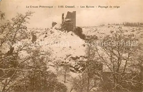 AK / Ansichtskarte Crozant Les Ruines Paysage de neige Crozant