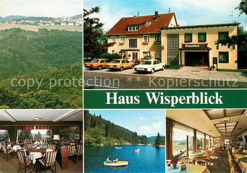 AK / Ansichtskarte Heidenrod Haus Wisperblick Gaststube Terrasse Seepartie Heidenrod