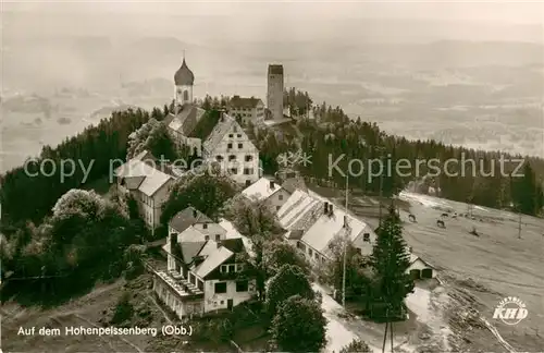 AK / Ansichtskarte Hohenpeissenberg Berggasthof Bayrischer Rigi Fliegeraufnahme Hohenpeissenberg