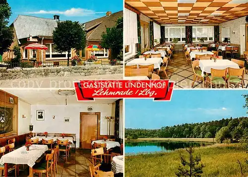 AK / Ansichtskarte Lehmrade Gaststaette Lindenhof Restaurant Landschaftspanorama Naturschutzgebiet Lauenburger Seen Lehmrade