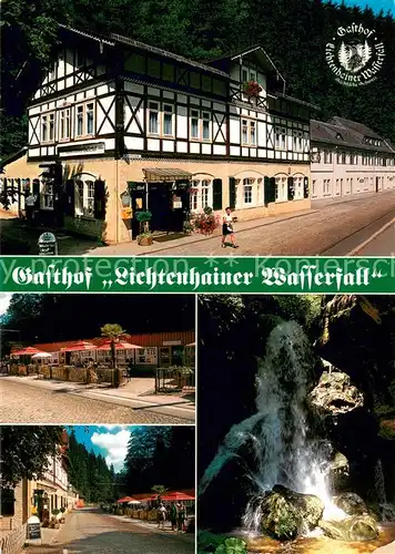 AK / Ansichtskarte Lichtenhain_Sebnitz Gasthof Lichtenhainer Wasserfall Strassenpartie Wasserfall Lichtenhain Sebnitz