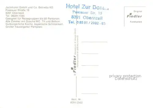 AK / Ansichtskarte Obernzell Jachthotel dan der Donau Obernzell