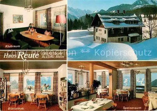 AK / Ansichtskarte Oberstdorf Haus Reute Klubraum Bibliothek Speiseraum Oberstdorf