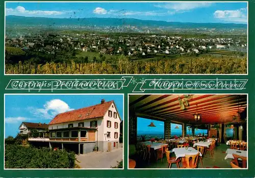 AK / Ansichtskarte oetlingen_Weil_Rhein Panorama Markgraeflerland Gasthaus Dreilaenderblick Restaurant oetlingen_Weil_Rhein